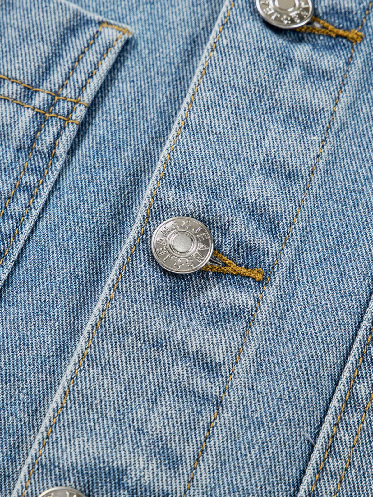 Patch Pocket Side Tie Denim Jacket in Medium Wash view 13
