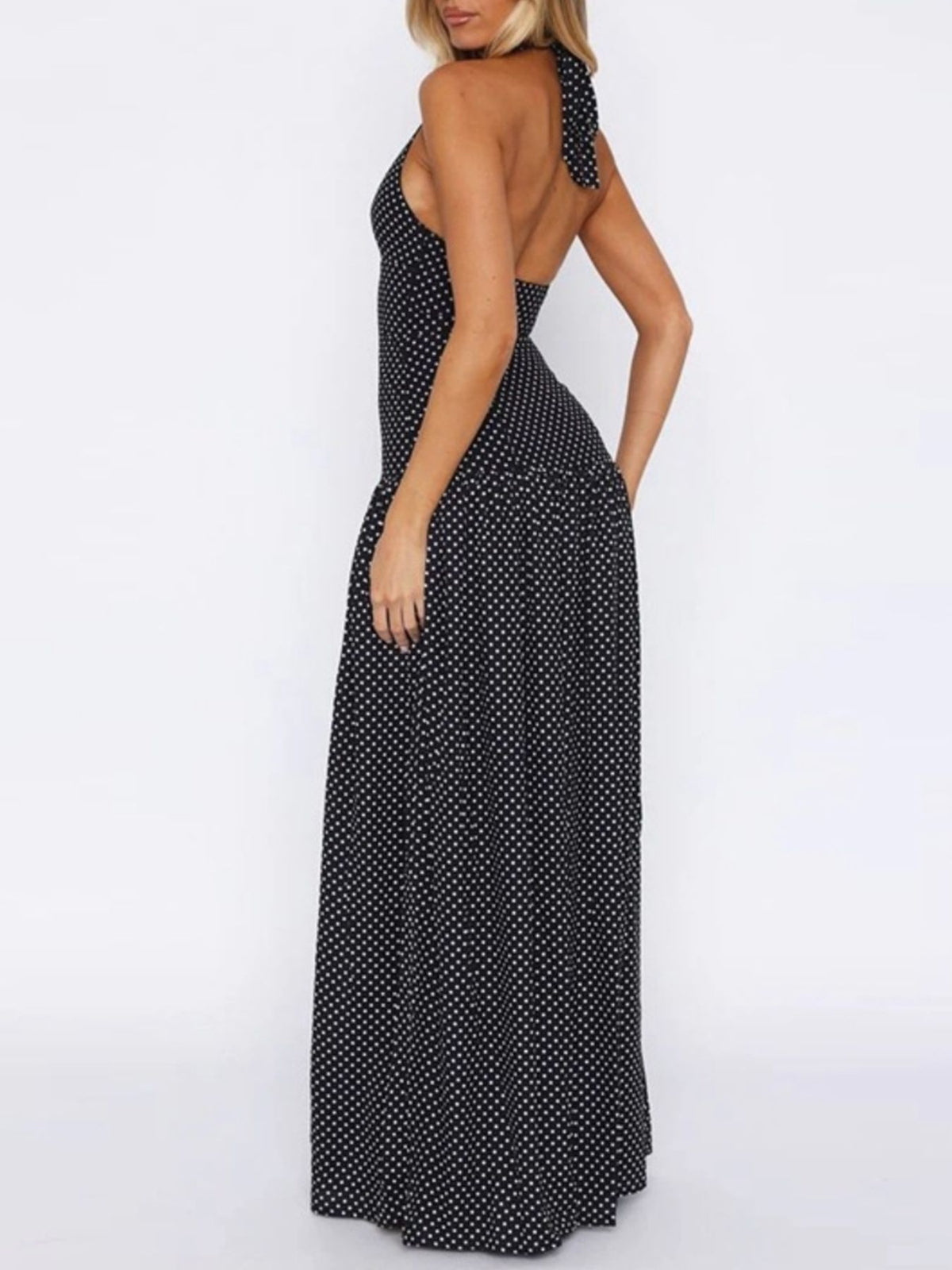 Polka Dot Halter Neck Maxi Dress view 5