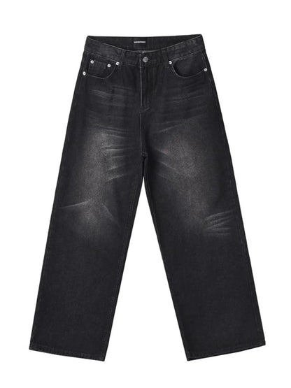 Men's Full Size Wide Leg Washed Baggy Jeans Plus Size - Fashorio