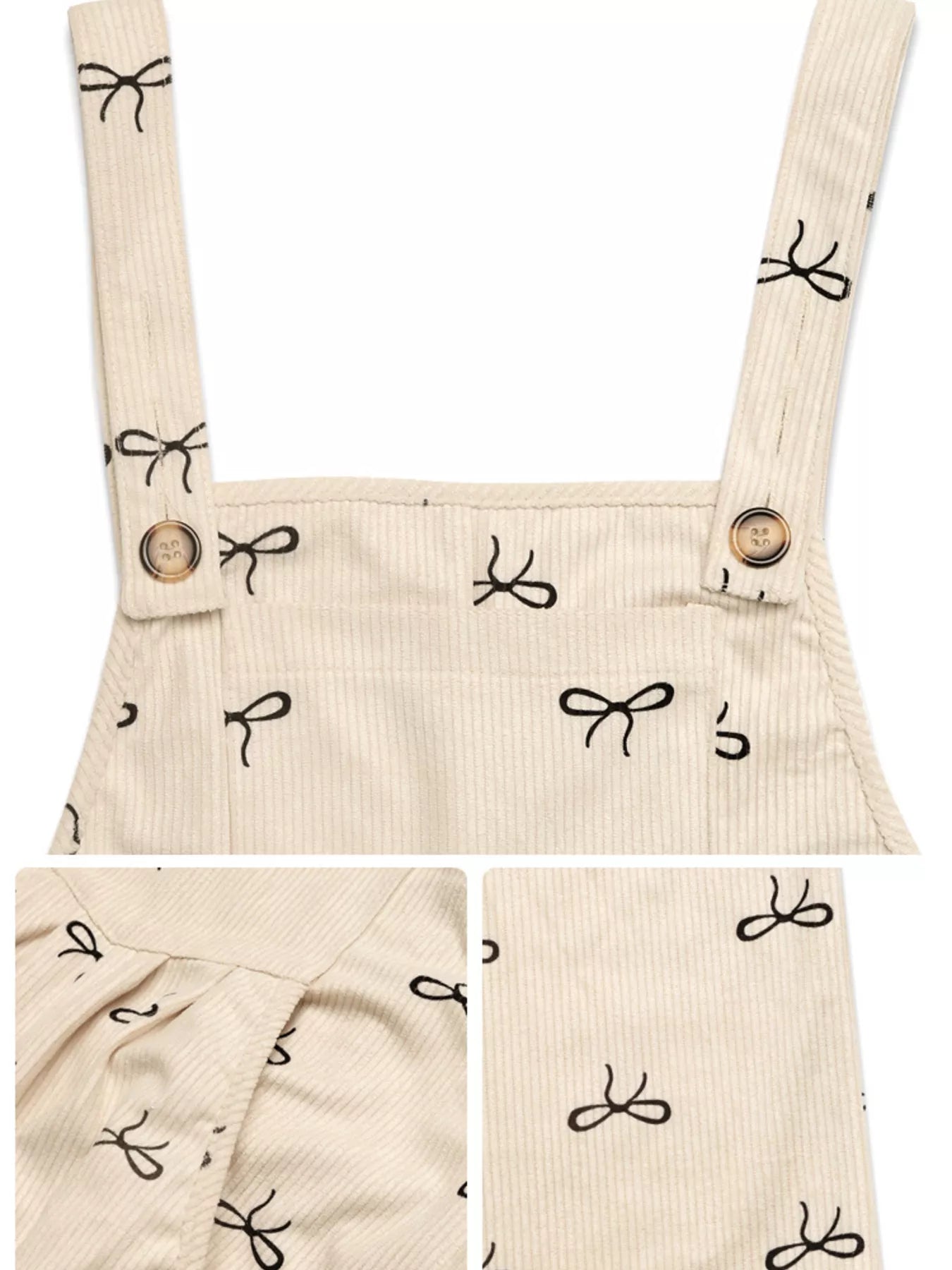Bow Wide Leg Corduroy Overalls - Fashorio