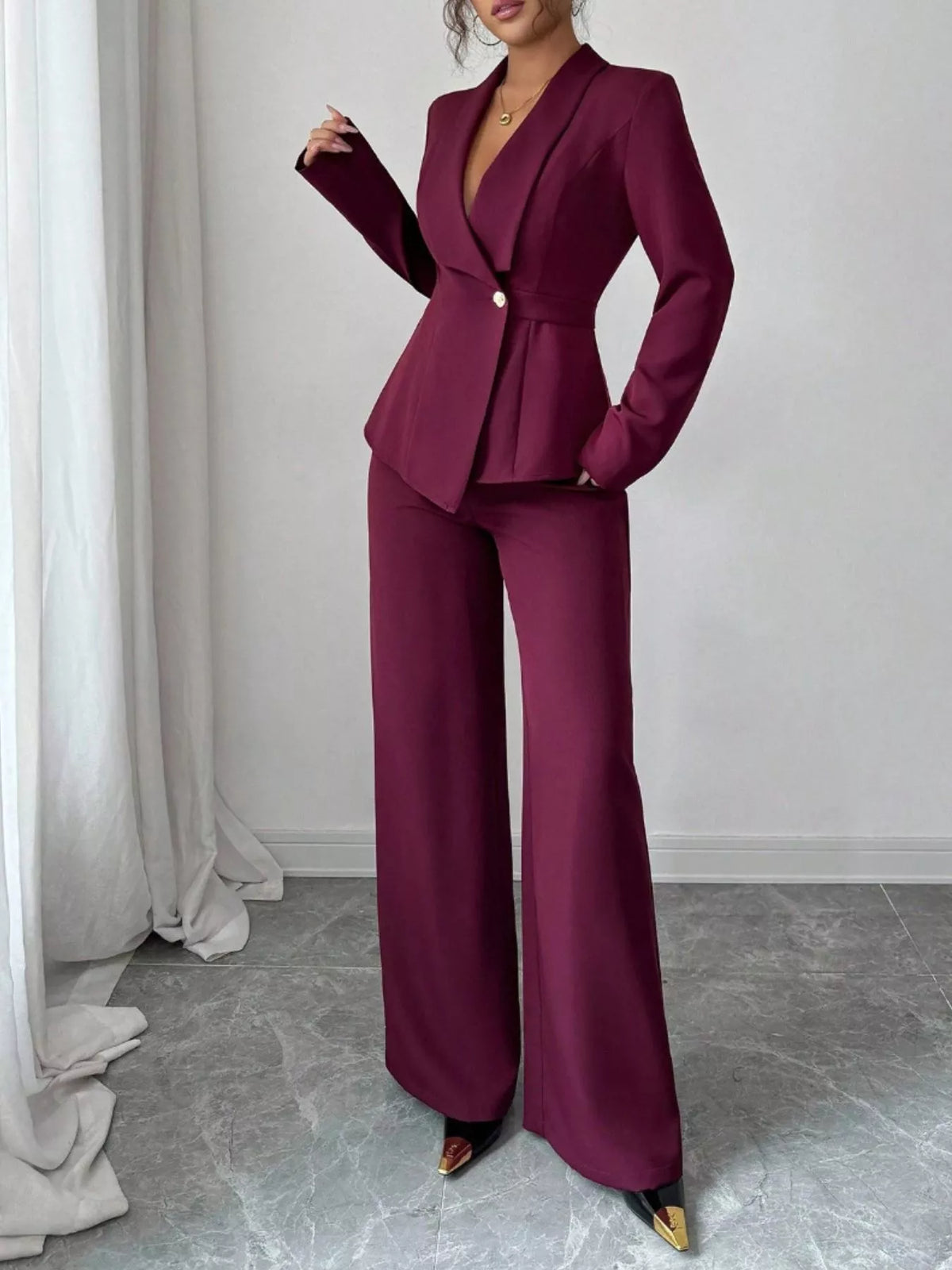 One Button Blazer and Pants Set, view 29