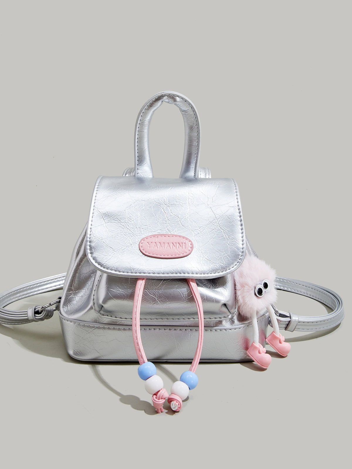 silver contrast mini backpack side profile