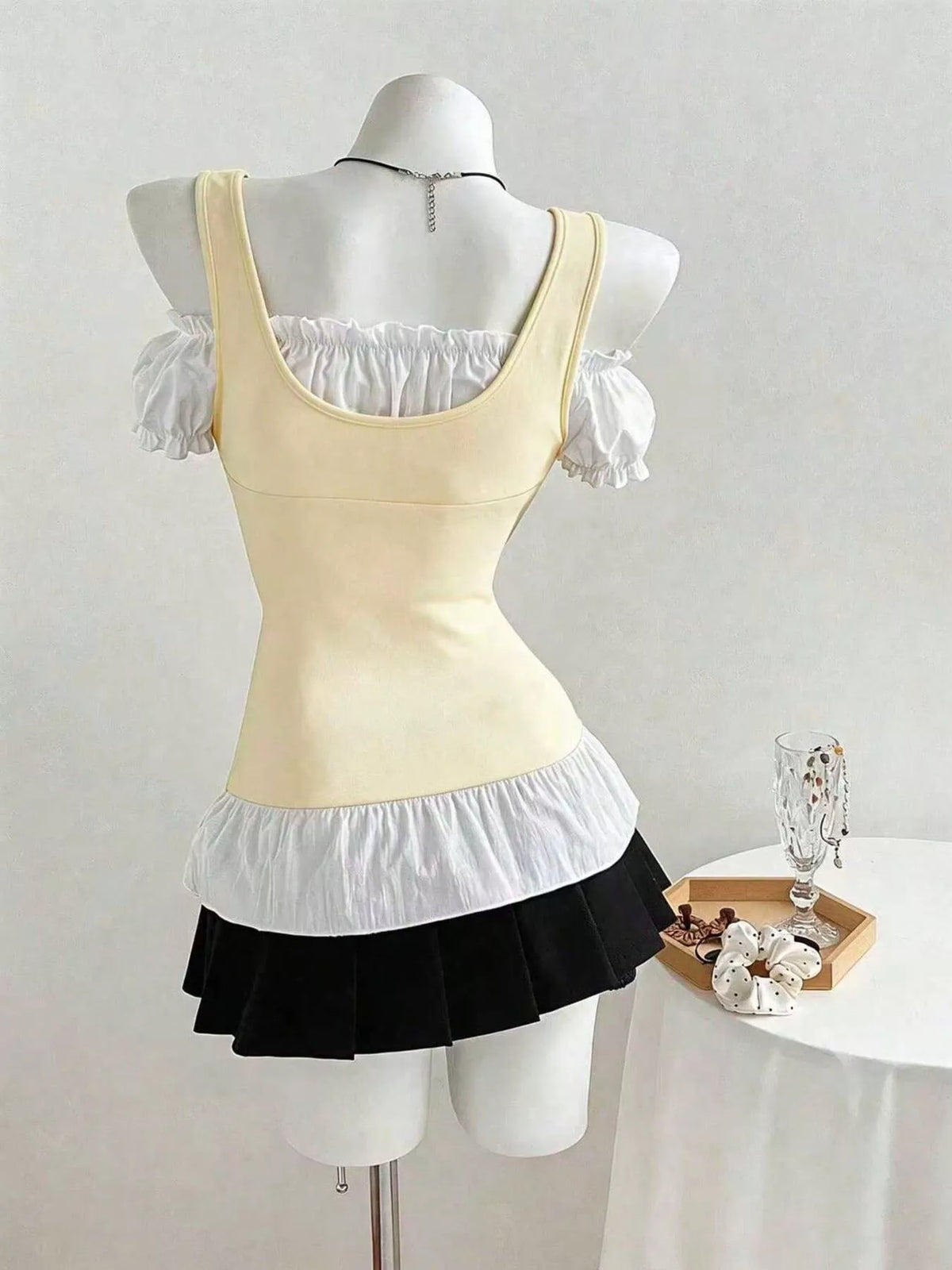 Cold shoulder top full outfit styling view