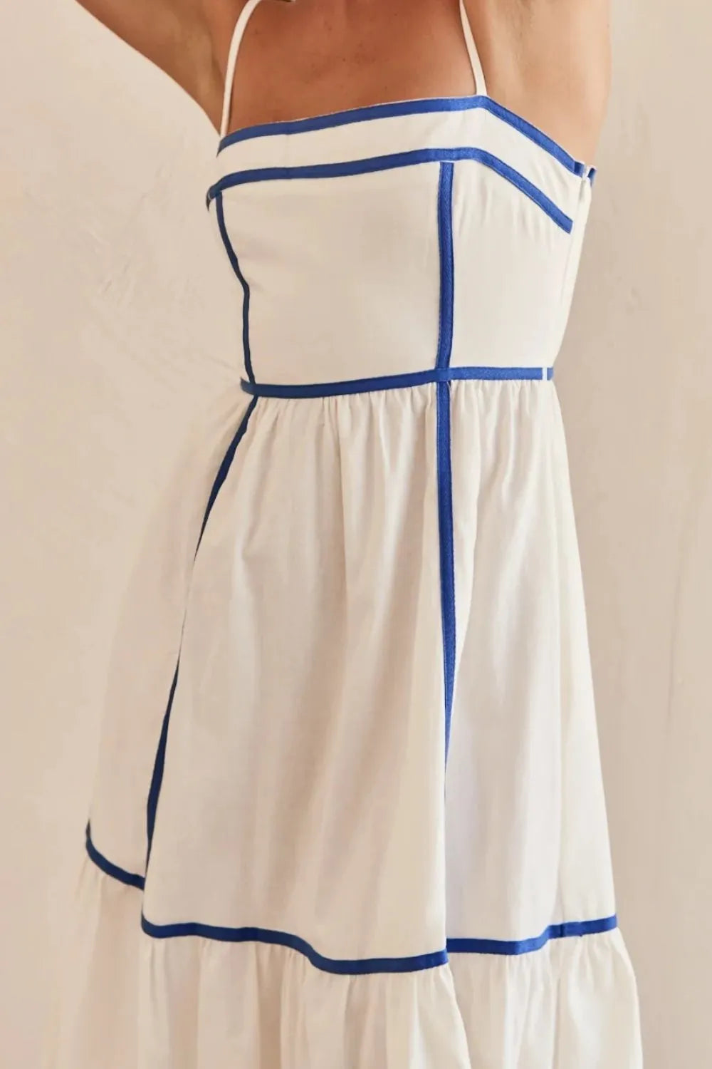Contrast Trim Square Neck Midi Cami Dress, view 7