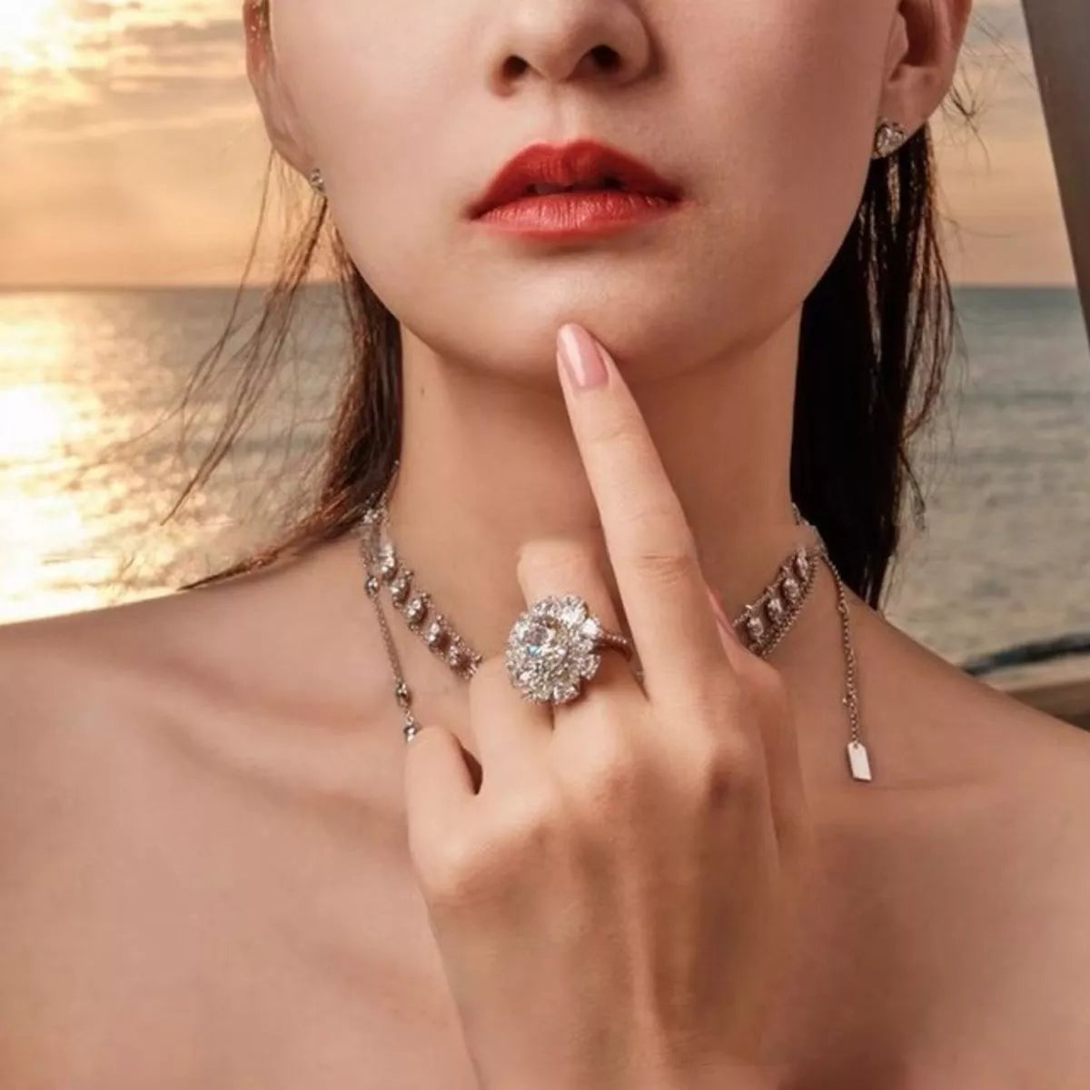 5 carat moissanite ring in 925 sterling silver front view