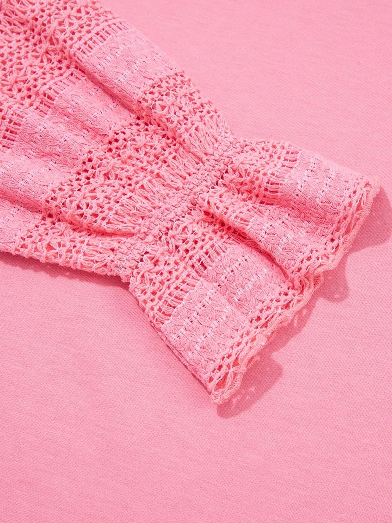 Lace Detail Flounce Sleeve Sweatshirt - Fashorio