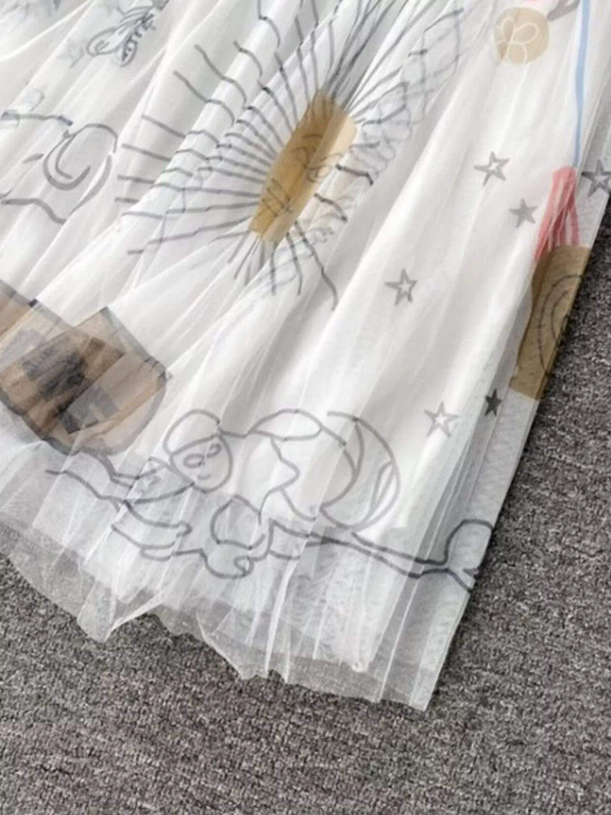 Tulle midi skirt side profile