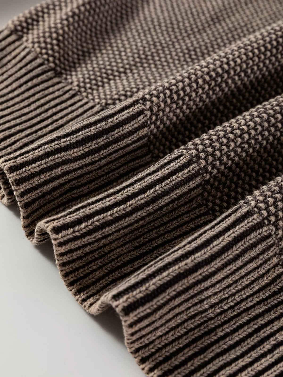 contrast cable knit sleeve sweater brown styled look