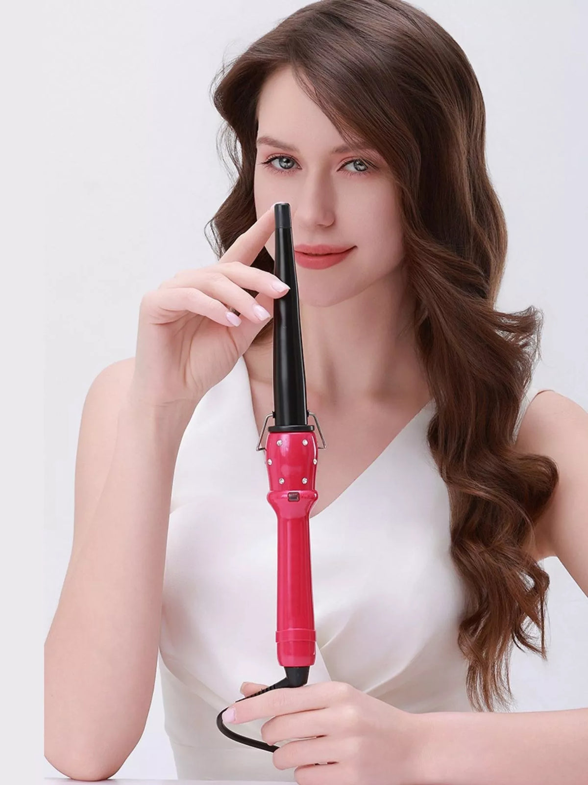 Hot pink curling iron main view