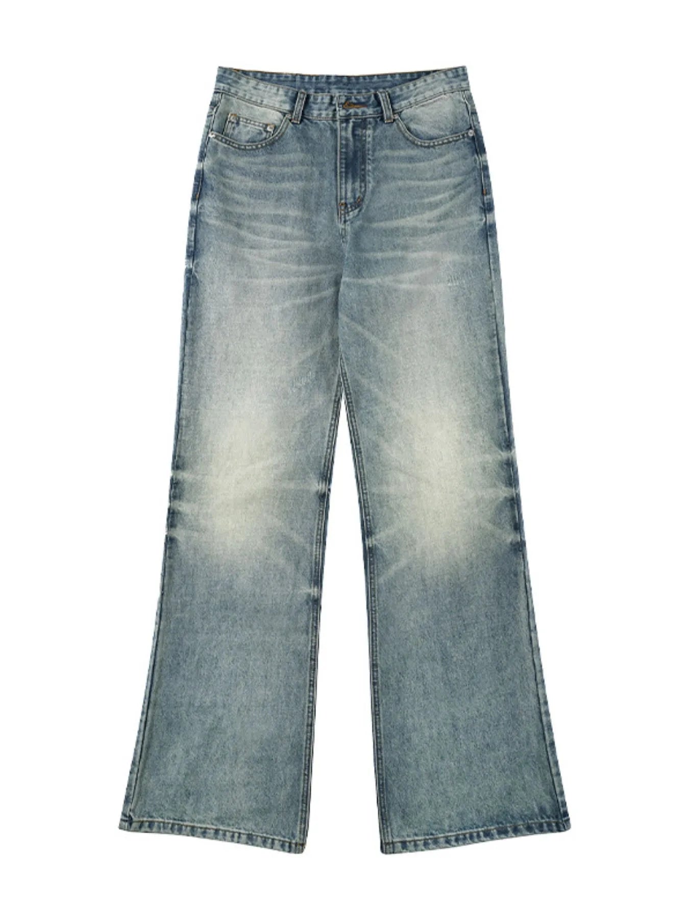 Men's Full Size Washed Cat Whiskers Bootcut Jeans Plus Size - Fashorio