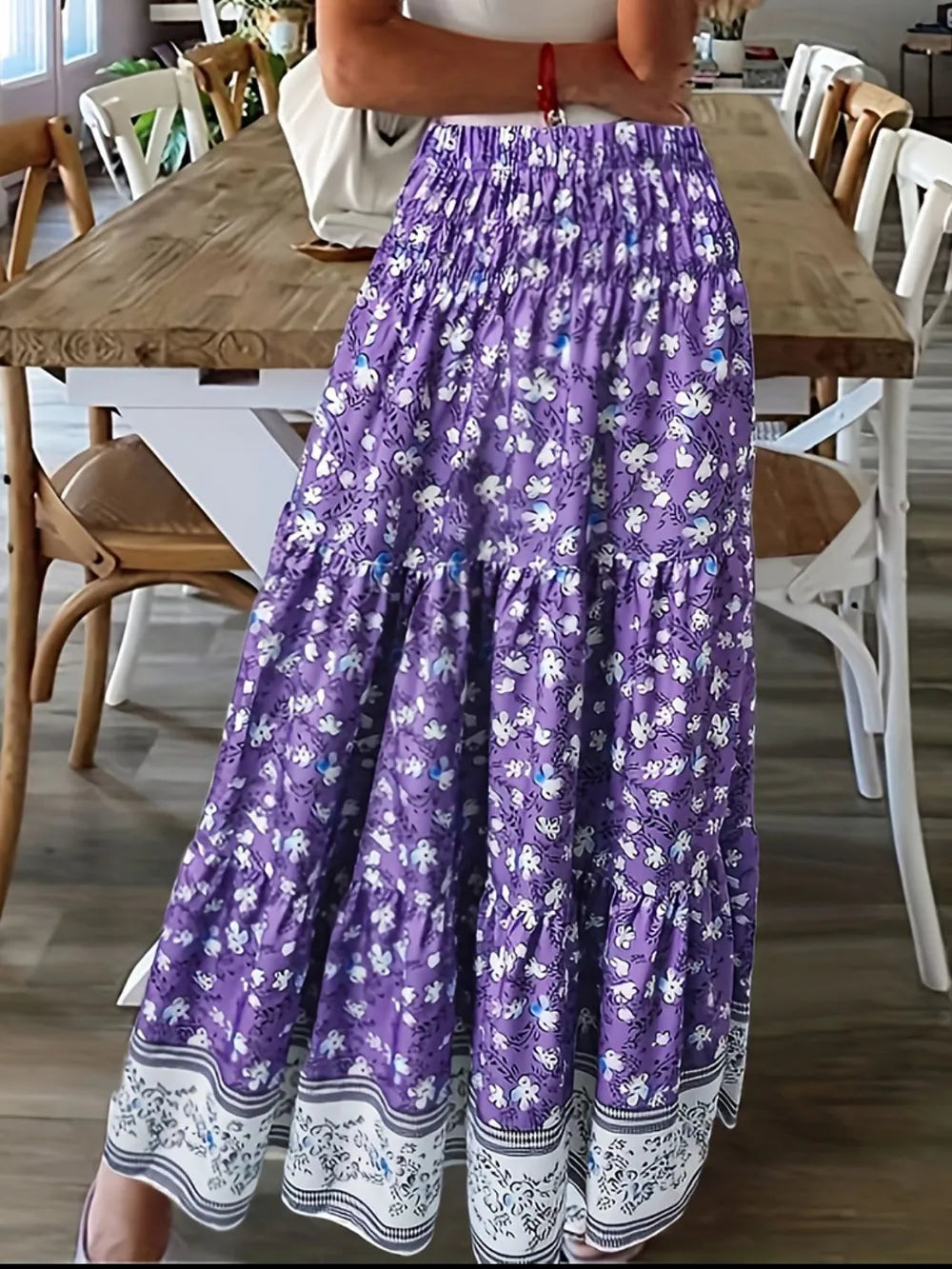 Tiered maxi skirt in motion