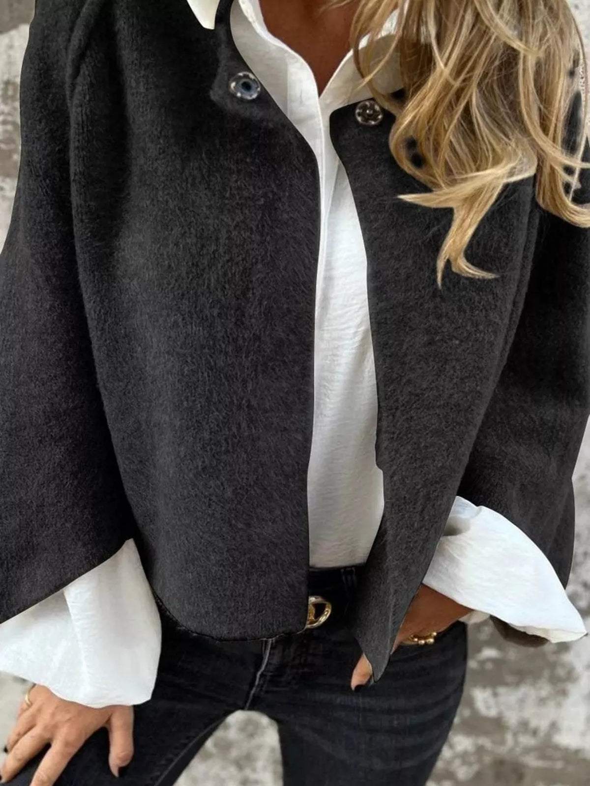 Dropped Shoulder Fuzzy Knit Cardigan Plus Size, view 9