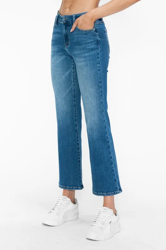 bytos Full Size Cat's Whiskers Mid Rise Ankle Jeans - Fashorio