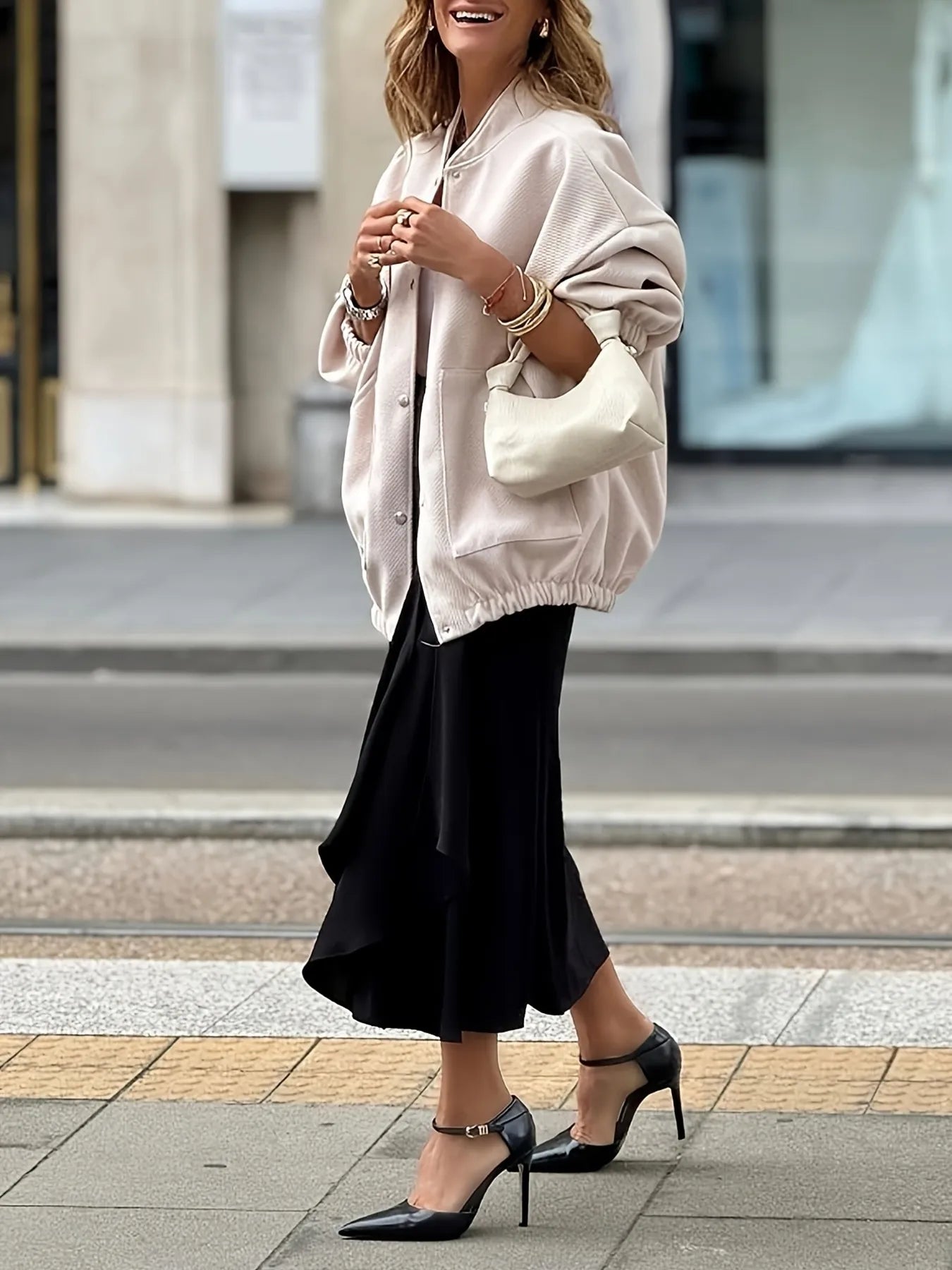 Oversized Button Up Long Sleeve Jacket – Casual Outerwear - Fashorio