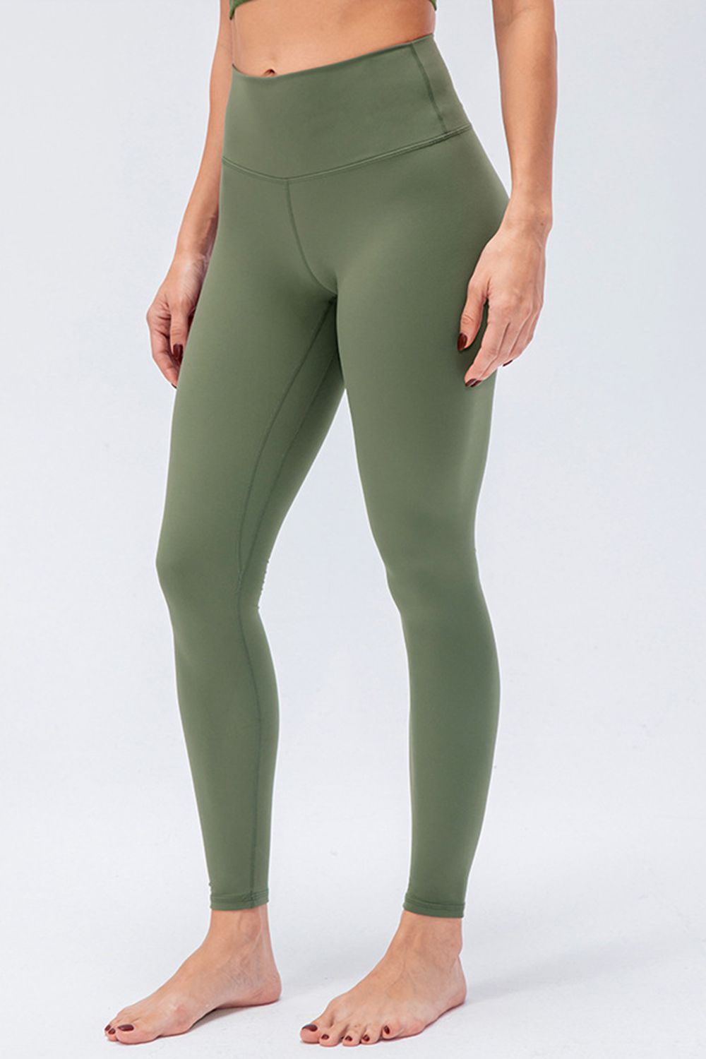 wide waistband slim fit active leggings front view
