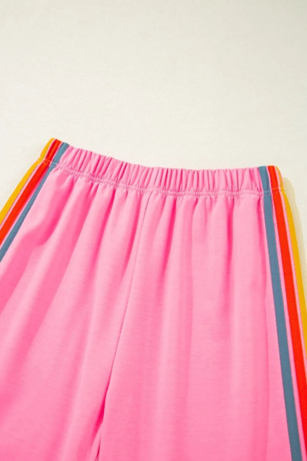 Contrast Striped Elastic Waist Active Pants - Fashorio