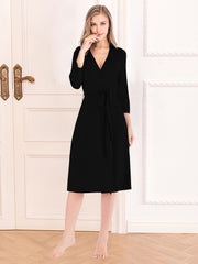 Plunge Tie Front Night Dress Black - Fashorio