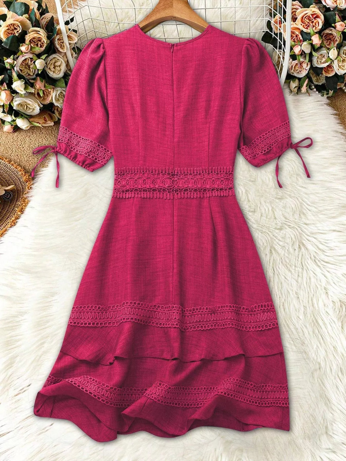 Lace detail dress in a deeper colourway
