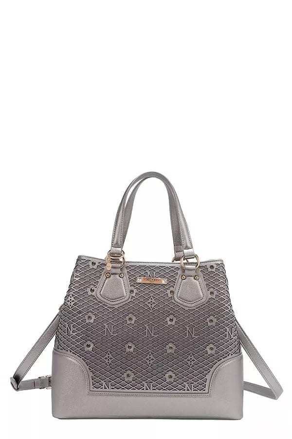 Monogram Pattern Handbag with Rhinestones Decor view 14