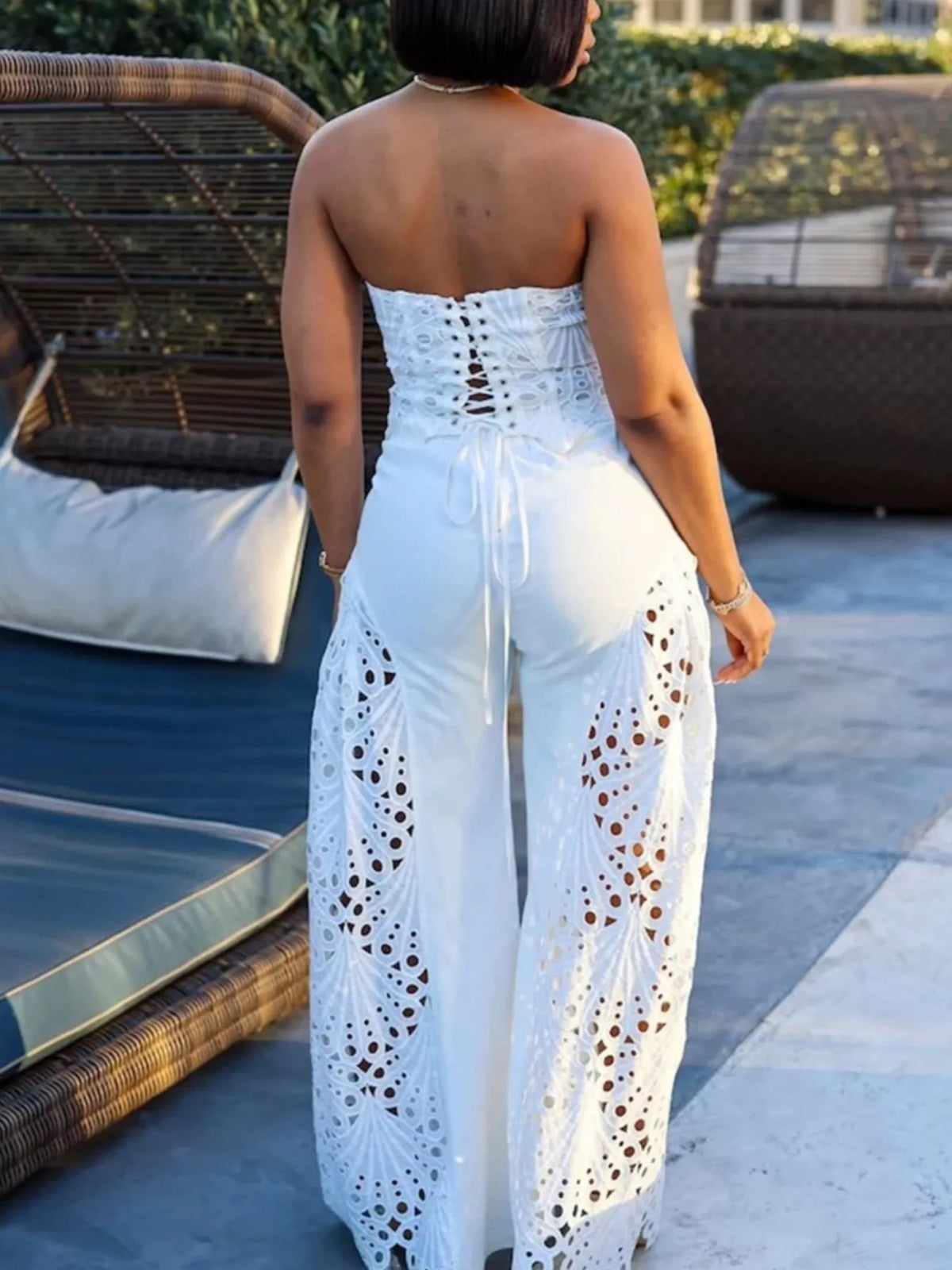 Cutout tube top detail close up