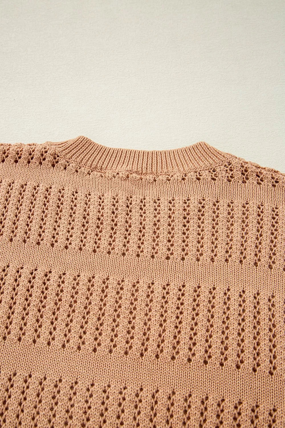 Openwork Round Neck Knit Top, view 7
