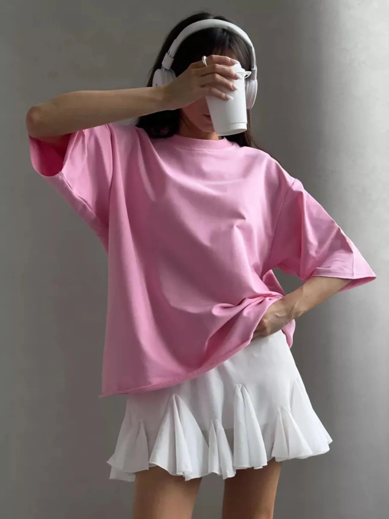 Round Neck Half Sleeve Oversized T-Shirt - Fashorio