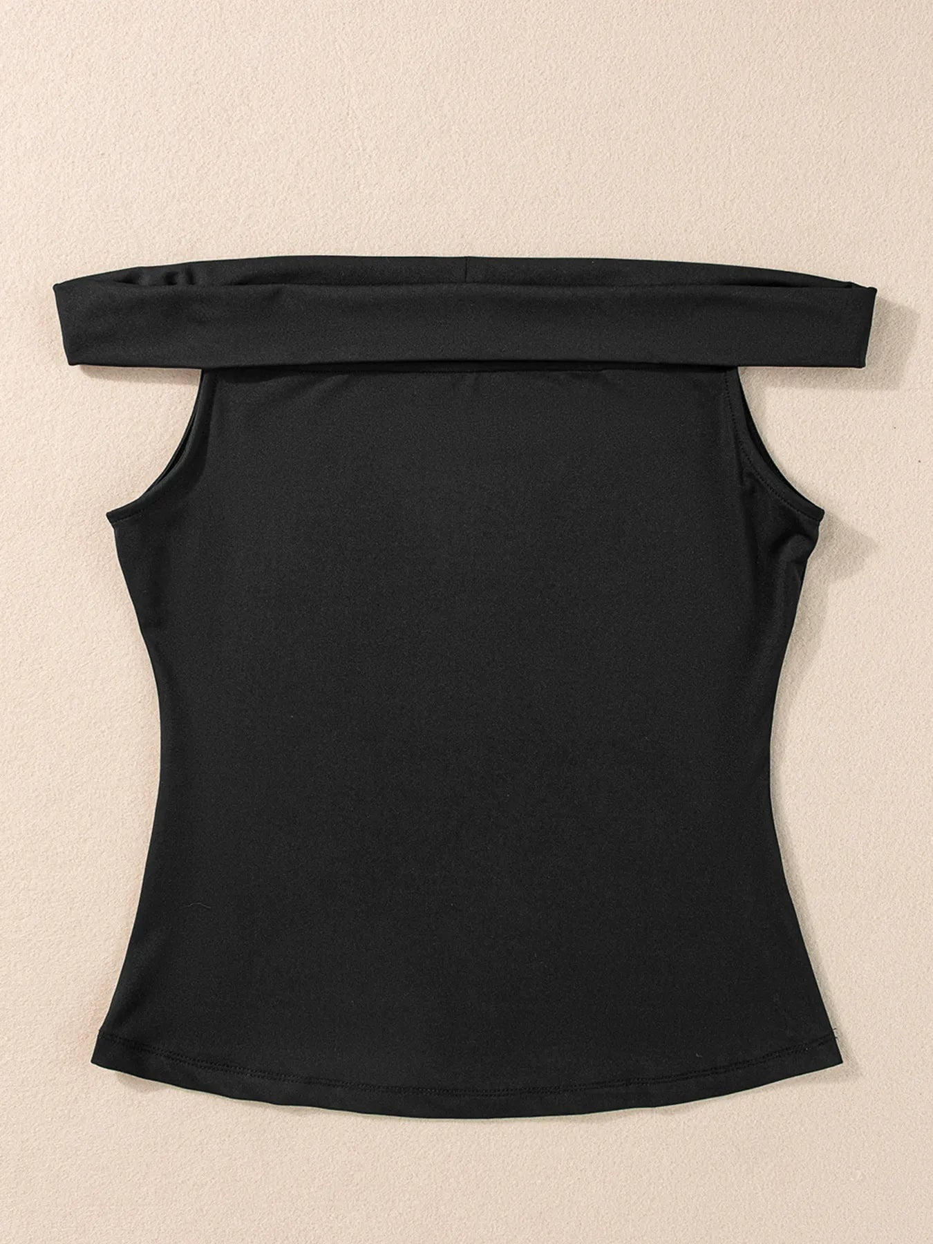 Folded Off Shoulder Slim Top - Fashorio