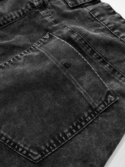 Men's Washed Wide Leg Denim Shorts - Fashorio