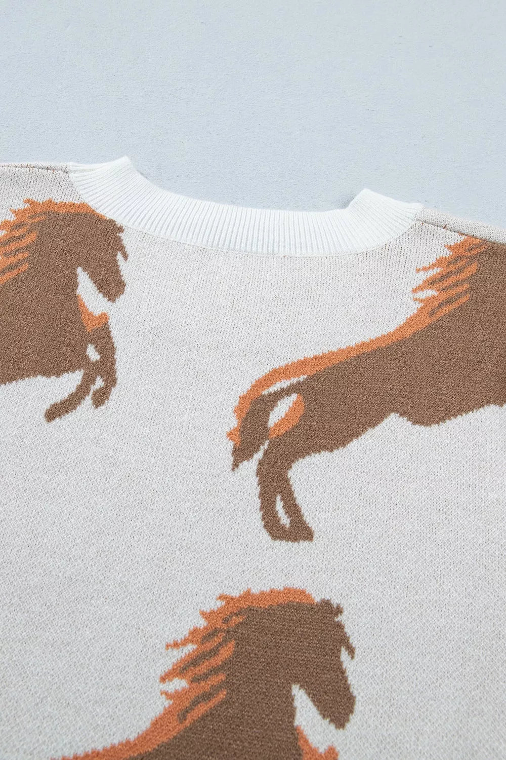 Beige horse motif sweater full outfit view