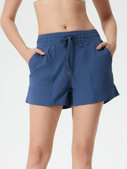 Millennia Drawstring Active Shorts with Pockets Dusty Blue - Fashorio