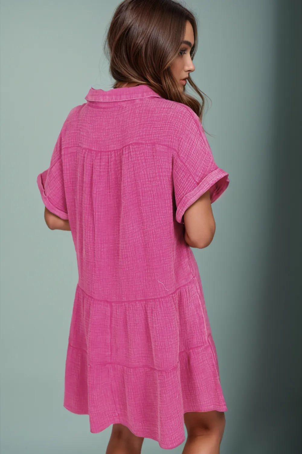 Tiered hem detail on cotton dress