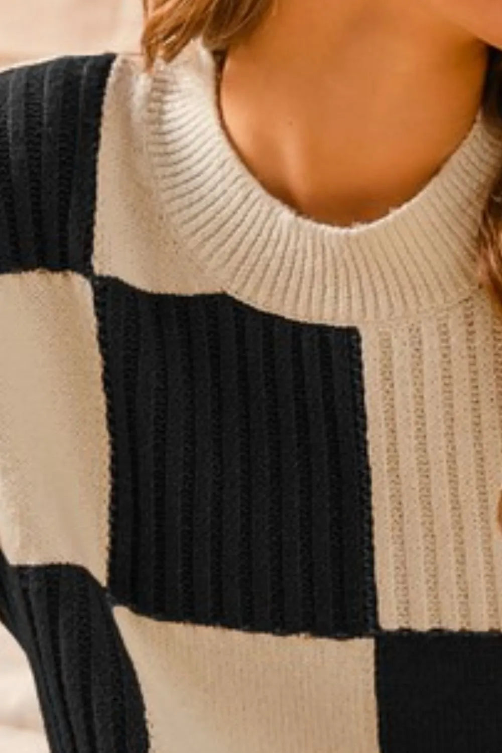 SO ME Check Plaid Casual Sweater Top - Fashorio