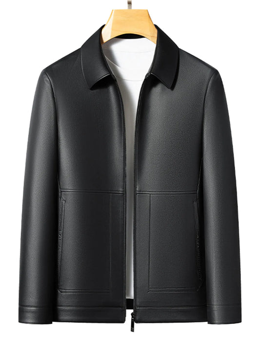 Men's Plus Size Zip Up Long Sleeve Jacket Black - Fashorio