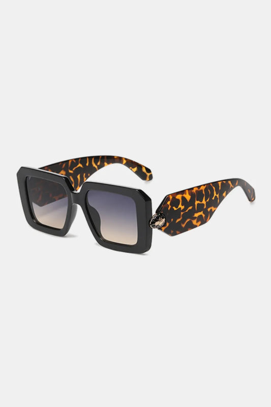 Polycarbonate Frame Square Sunglasses Brown One Size - Fashorio