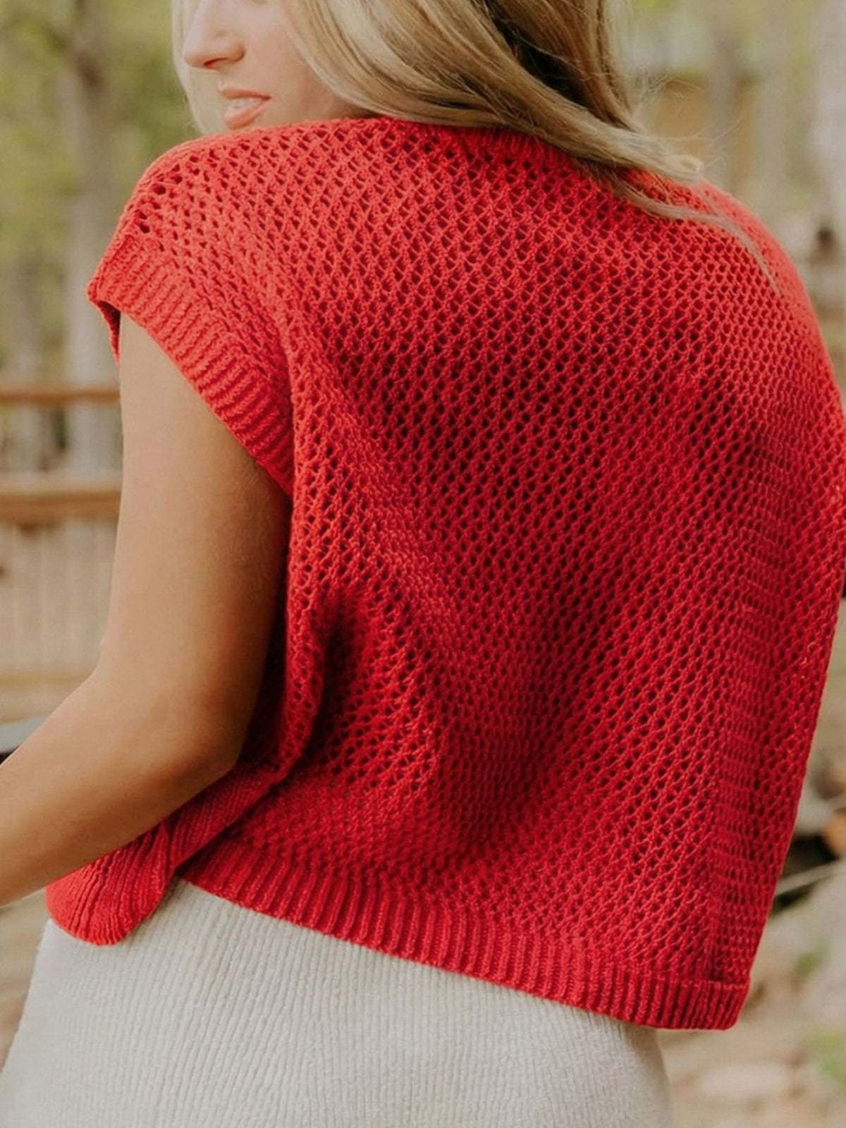 American Flag Knitted Short Sleeve Sweater, view 5