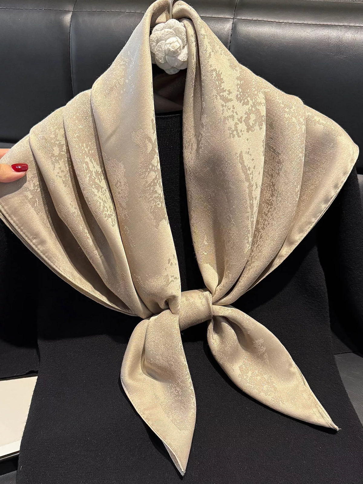 Champagne silky square scarf
