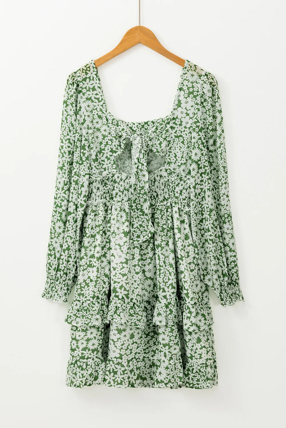 Floral dress on model outdoors