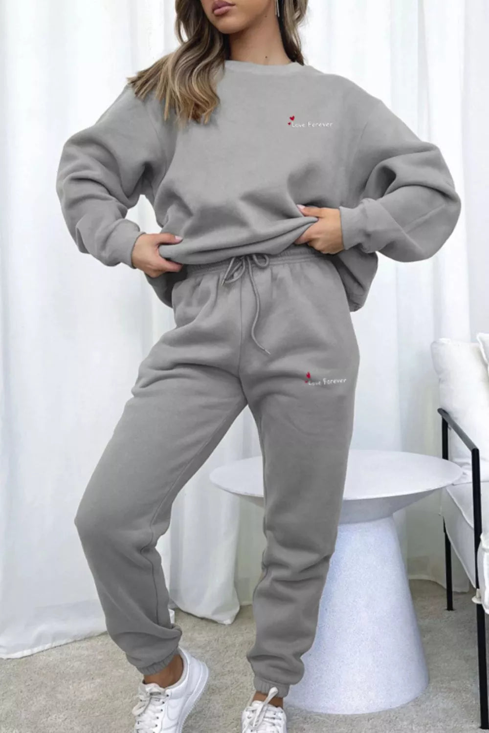 Round Neck Sweatshirt and Joggers Set, view 9