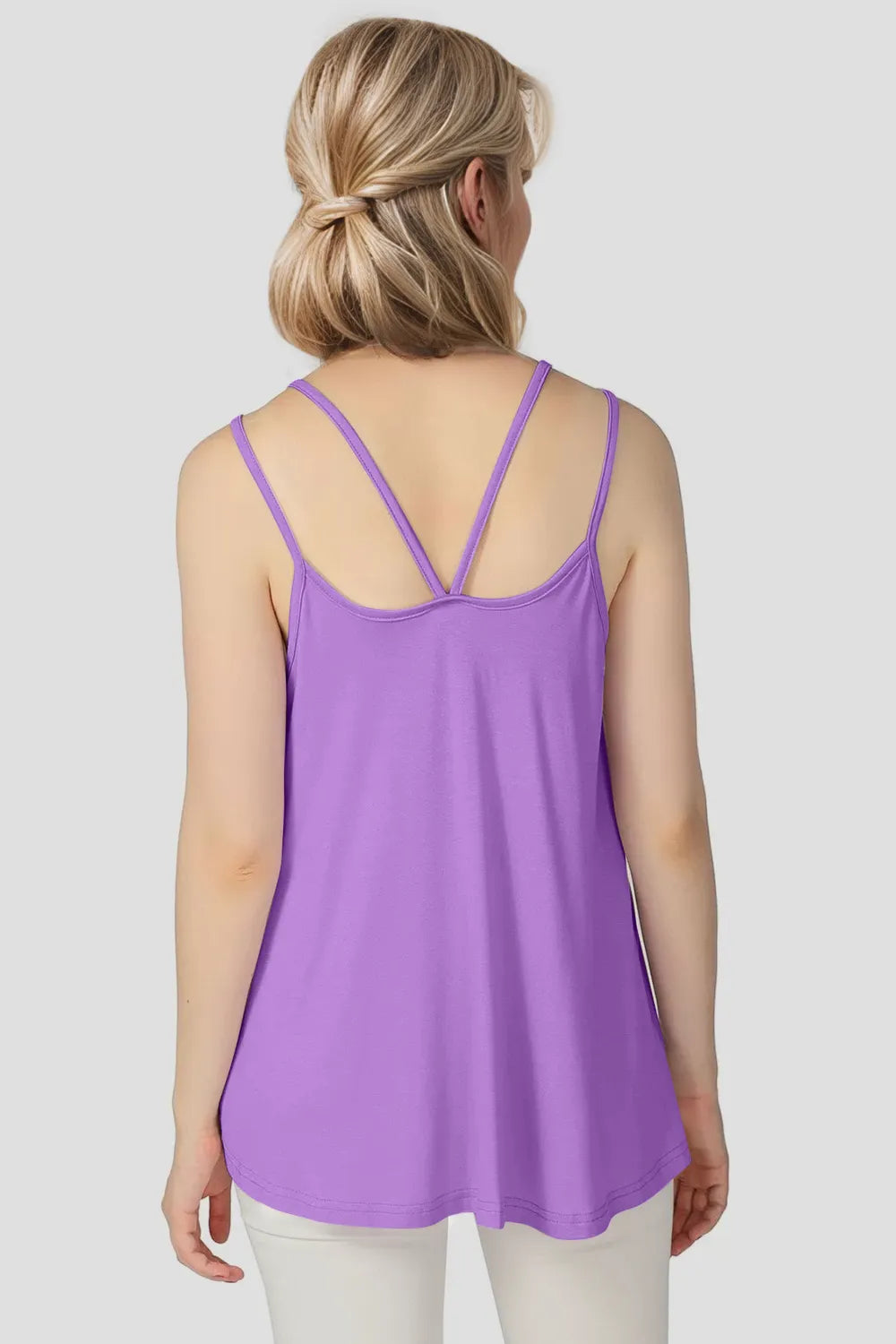 Bamboo cami top double strap shoulder detail
