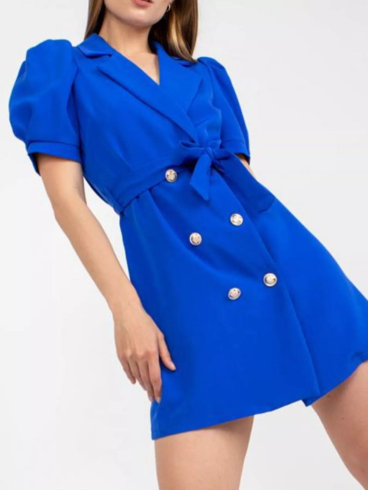 blazer tie waist mini dress back view