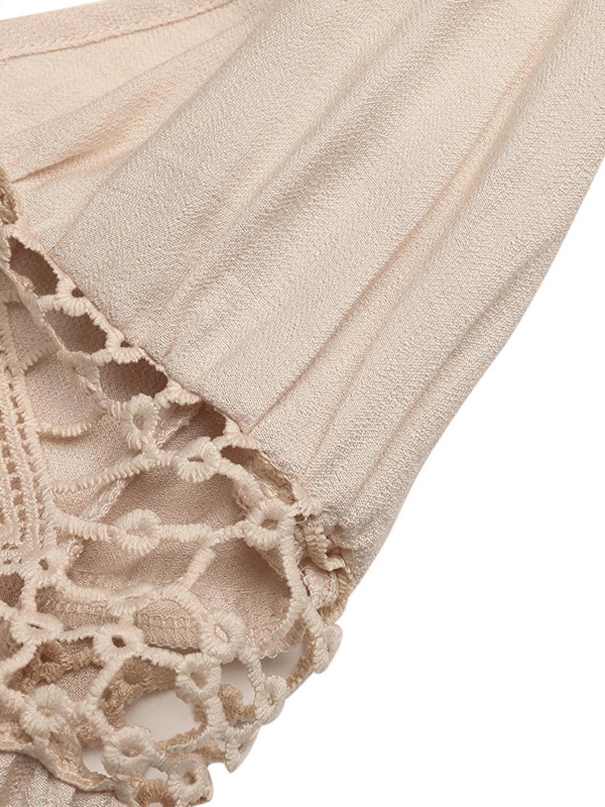 Close up of the fabric drape across the bodice