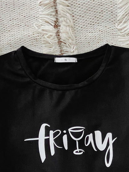 Graphic Tee and Panda Print Shorts Lounge Set - Fashorio