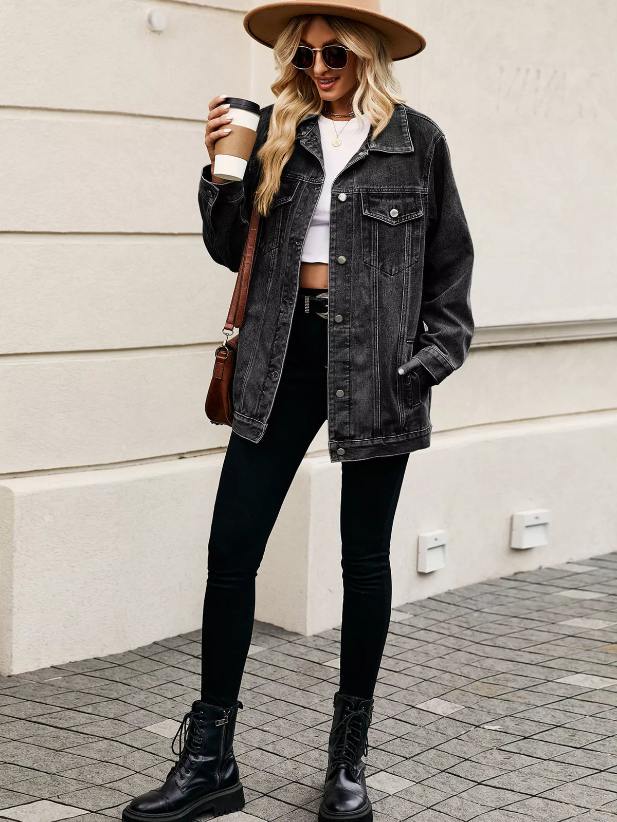 Button Up Denim Jacket in Dusty Pink view 11