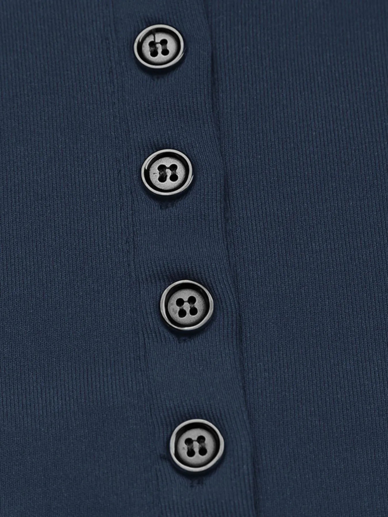 Long Sleeve Button Front Fitted T-Shirt - Fashorio
