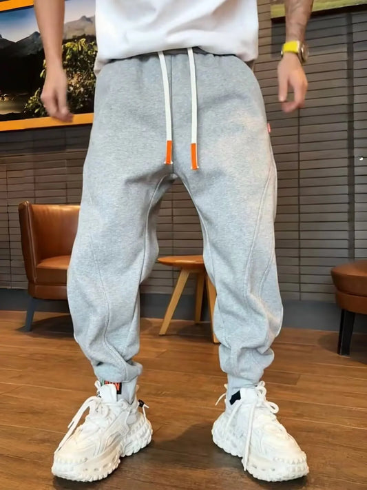 Men's Plus Size Casual Drawstring Joggers Grey - Fashorio