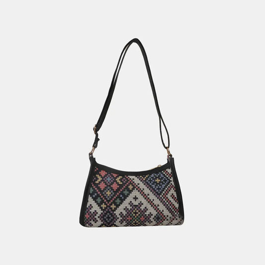 Printed Crossbody Bag Black One Size - Fashorio
