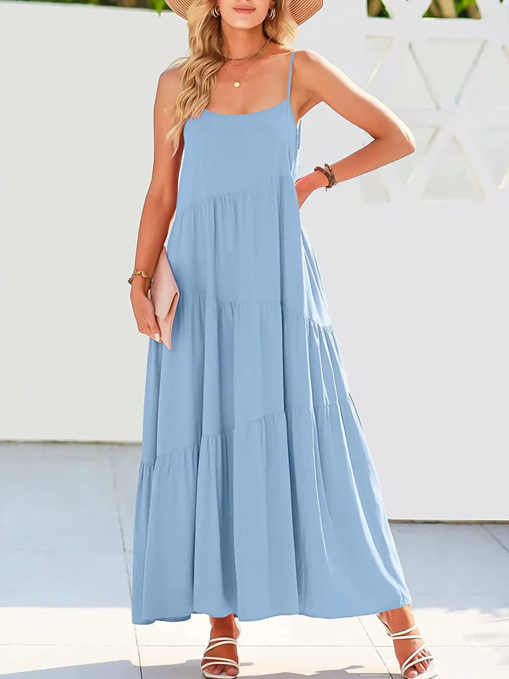 Ruched maxi dress hemline