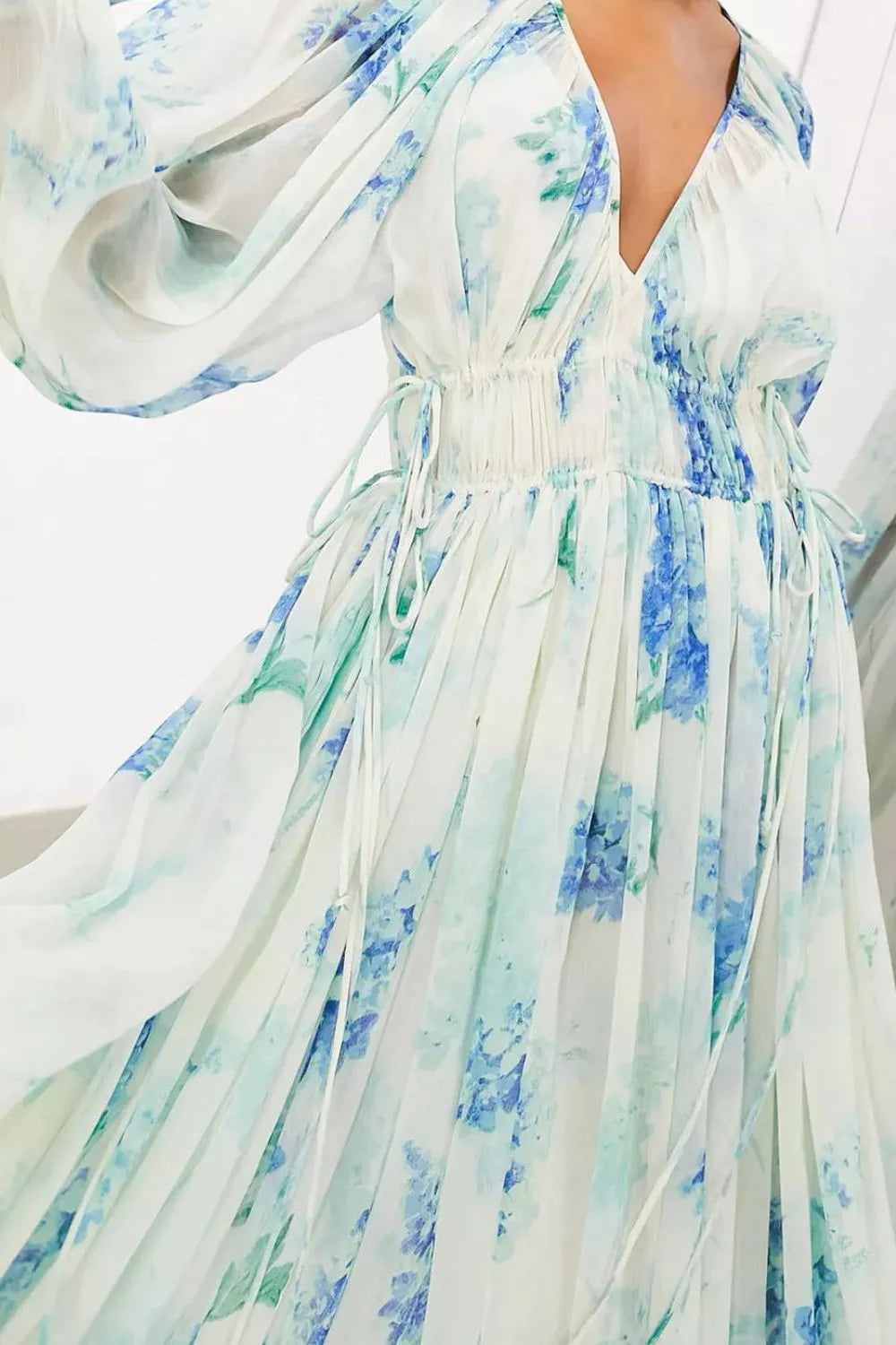 Bohemian tiered maxi dress smocked body detail