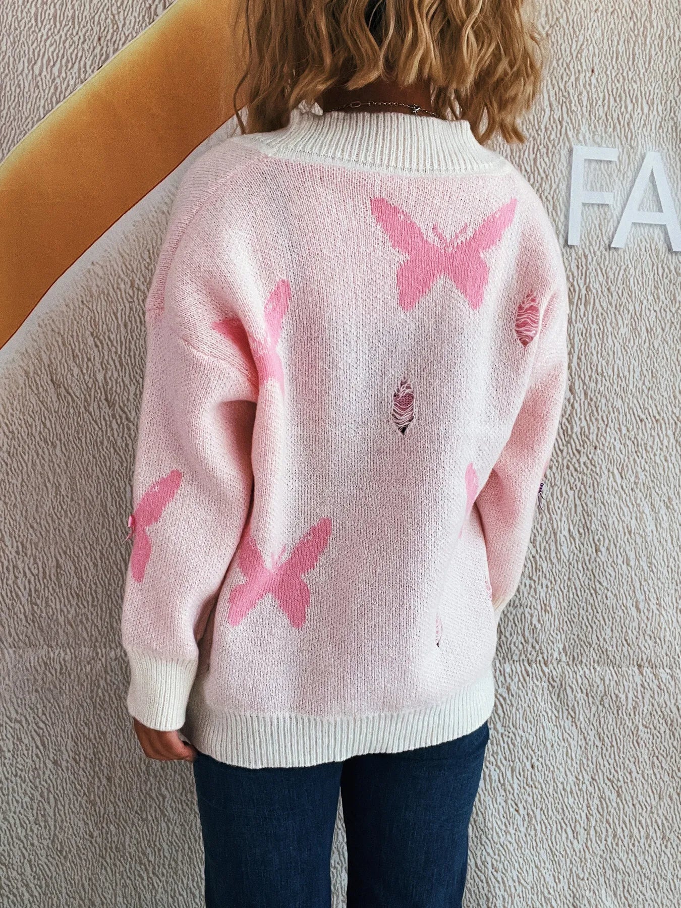 Butterfly Button Up Long Sleeve Cardigan - Fashorio