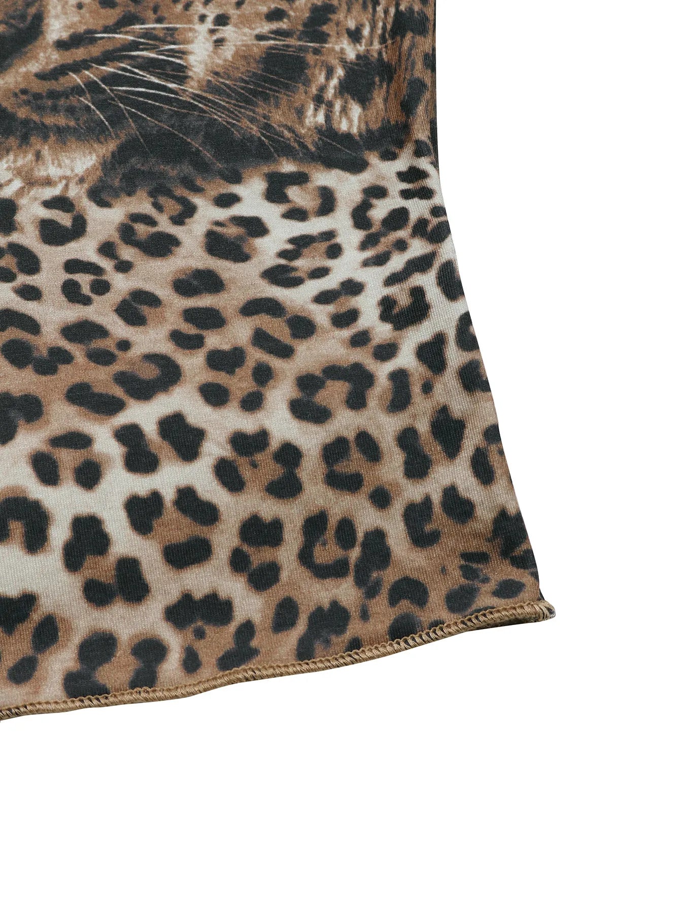 Leopard Print Long Sleeve Fitted T-Shirt - Fashorio